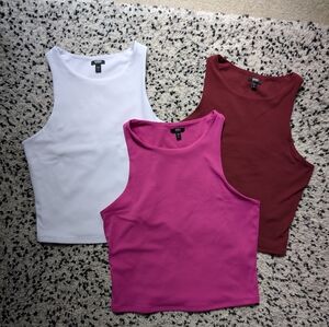 EXPRESS Body Contour High Neck Cropped Tank (M), 3 Tops